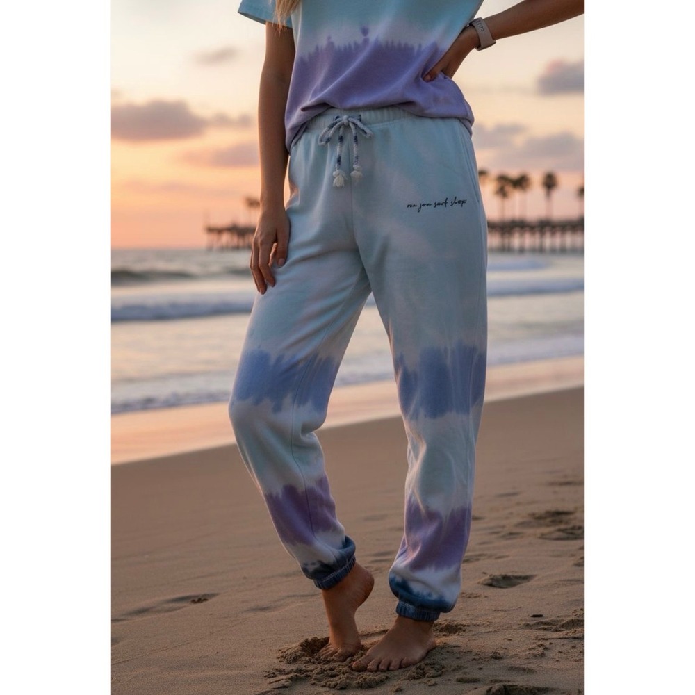 Ron Jon Surf Shop Tie Dye Sweatpants Joggers Blue Purple‎ XL Relaxed Fit